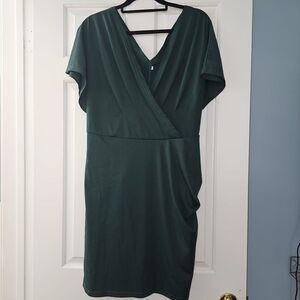 Green mini faux-wrap Dress
